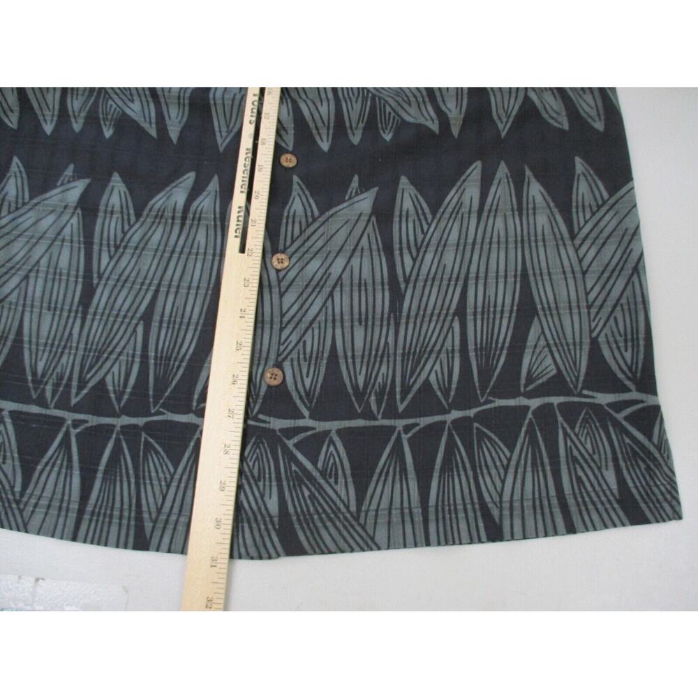 Tommy Bahama Mens Medium Silk Shirt Leaf Print Black Green Camp Hawaiian Pocket - Picture 10 of 14